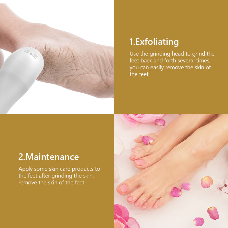 Portable and Rechargeable Electric Foot File Foot Callus Remover, Foot Grinder Professional Pedicure Tools with 3 Rollers And 2 Speeds