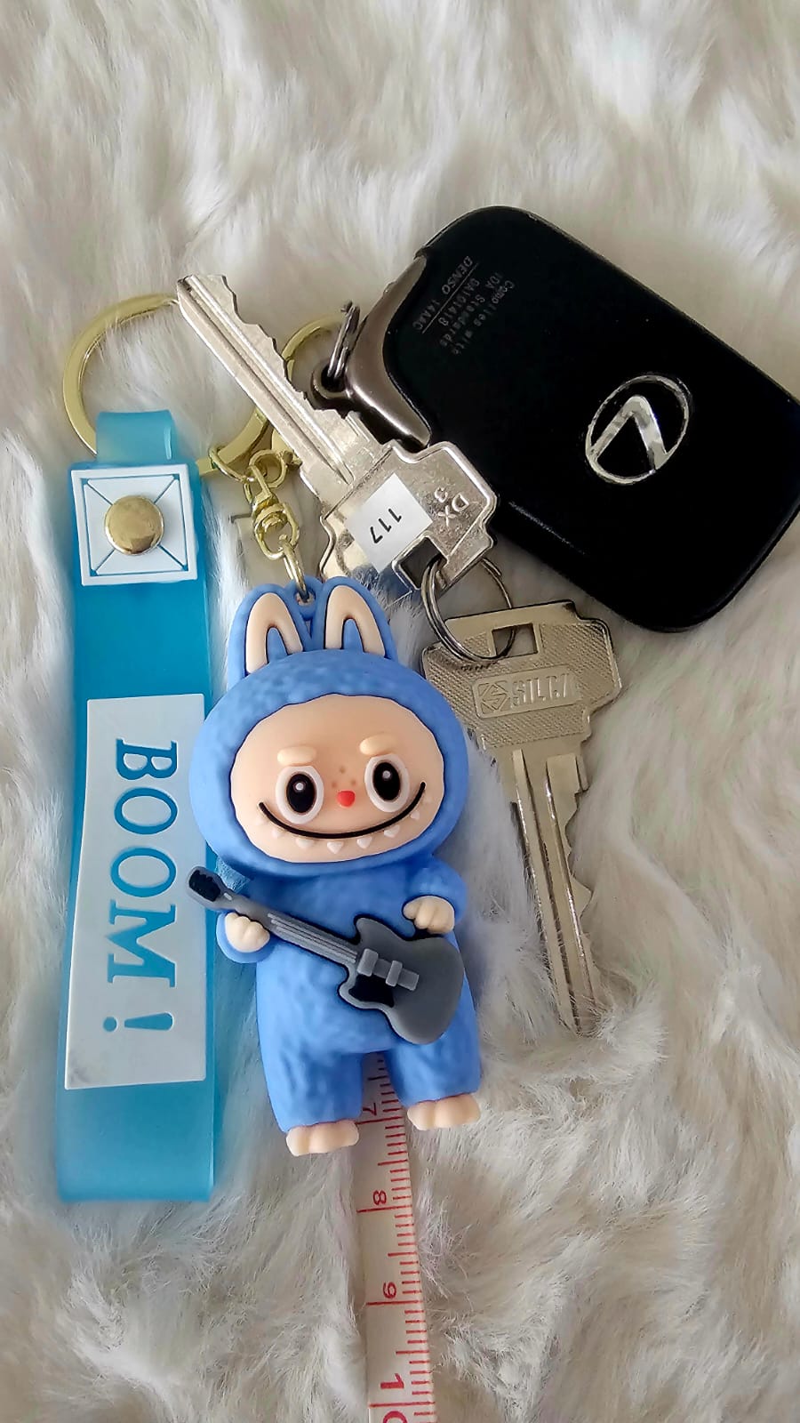 Mini Labubu Keychain with Boom Strap and Guitar