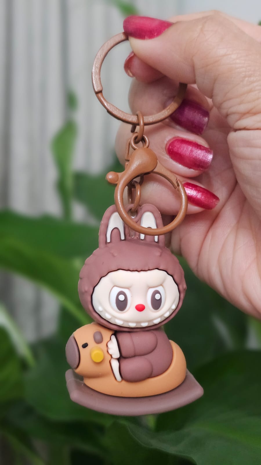 Labubu Unisex Rabbit Keychain Rocking Trojan Schoolbag Pendant Three-Dimensiona Doll