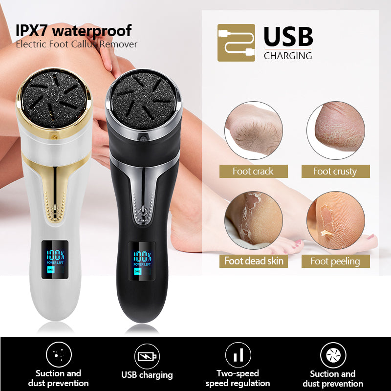 Portable and Rechargeable Electric Foot File Foot Callus Remover, Foot Grinder Professional Pedicure Tools with 3 Rollers And 2 Speeds