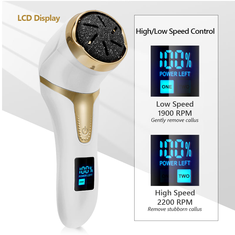 Portable and Rechargeable Electric Foot File Foot Callus Remover, Foot Grinder Professional Pedicure Tools with 3 Rollers And 2 Speeds