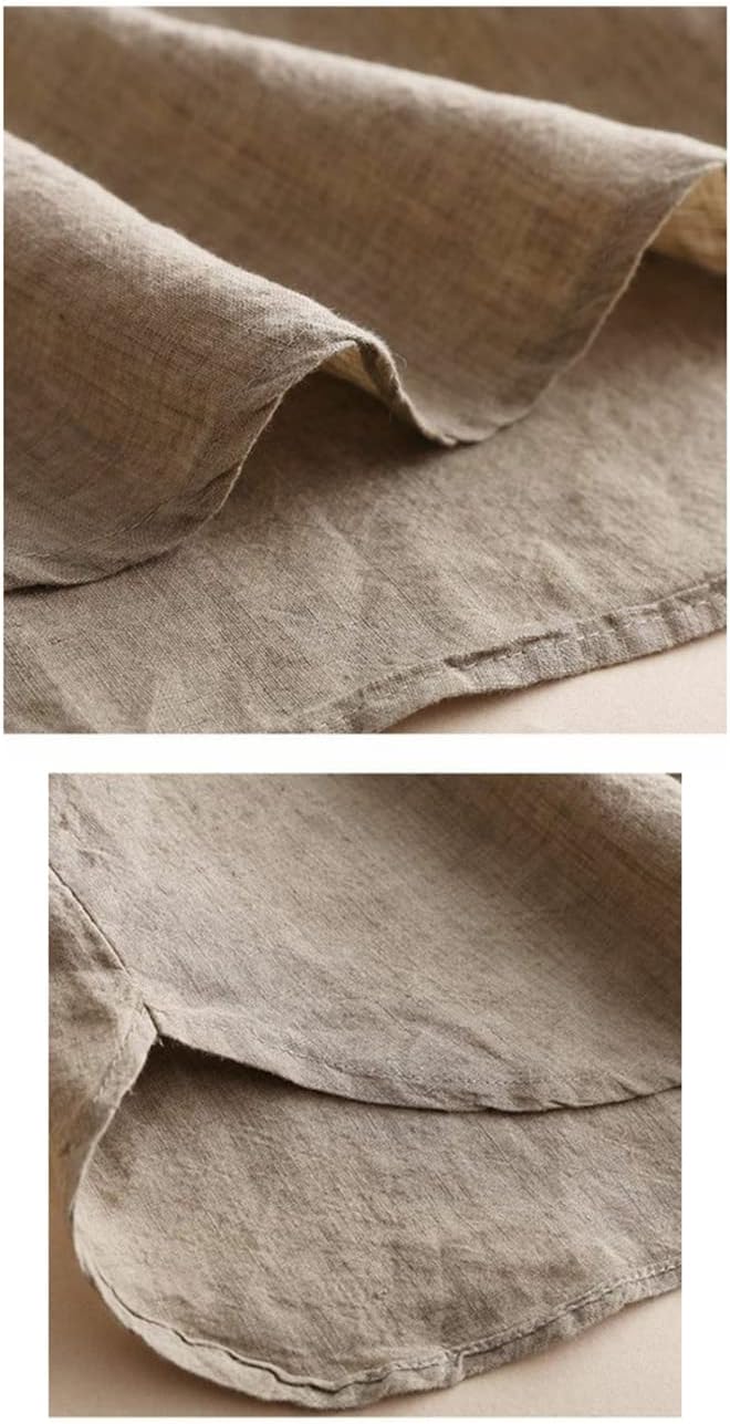 Cotton Linen Round Neck Loose Blouse and Three Quarter Sleeve for Women