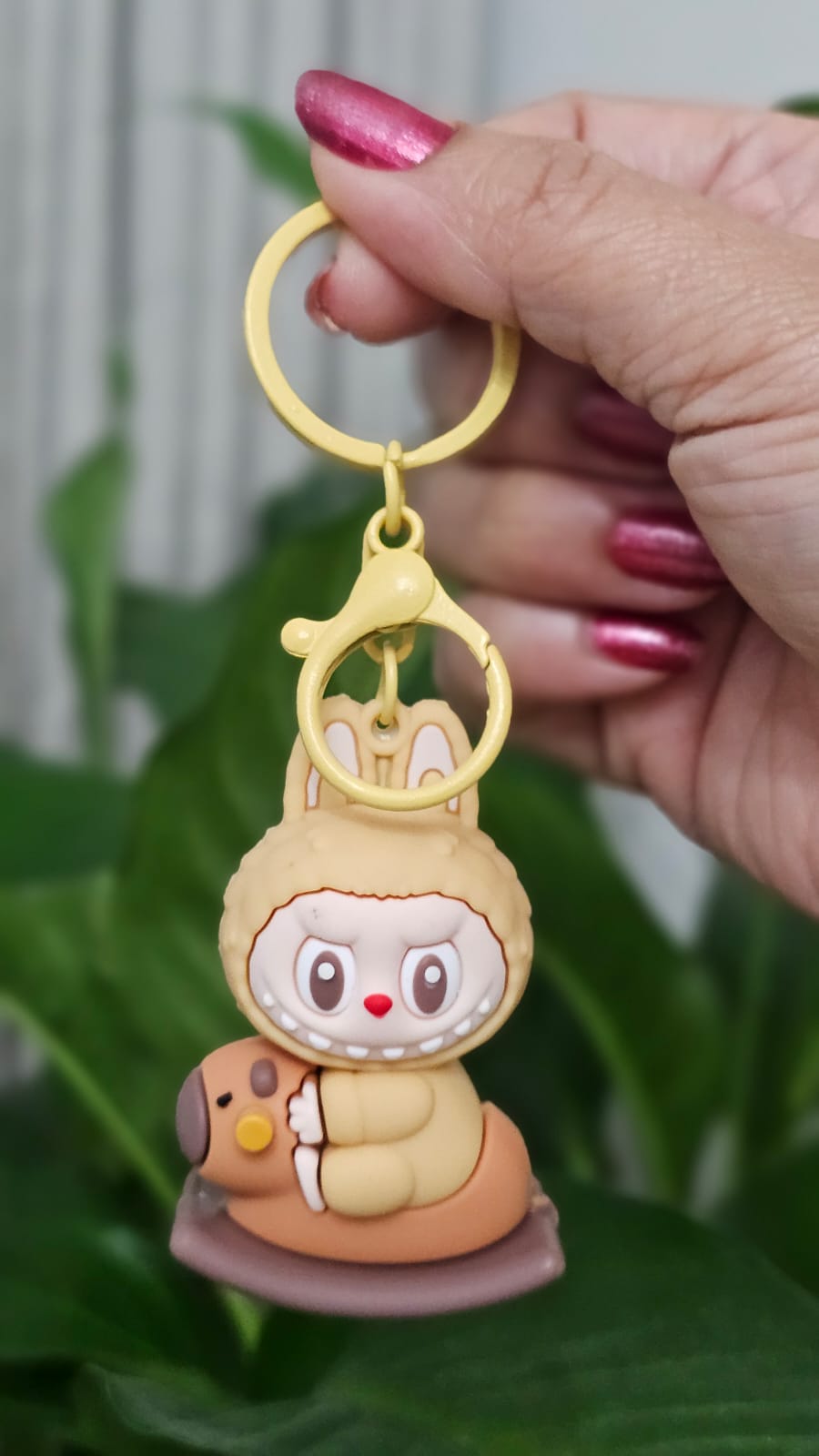 Labubu Unisex Rabbit Keychain Rocking Trojan Schoolbag Pendant Three-Dimensiona Doll