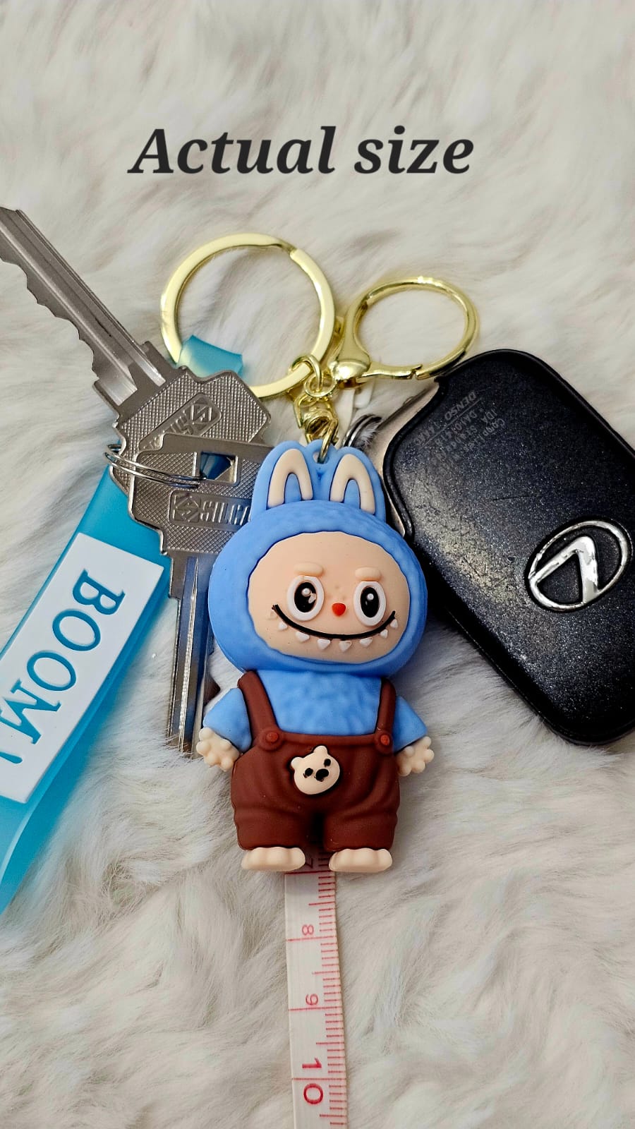 Mini Labubu Keychain with Boom Strap and Cute Bear