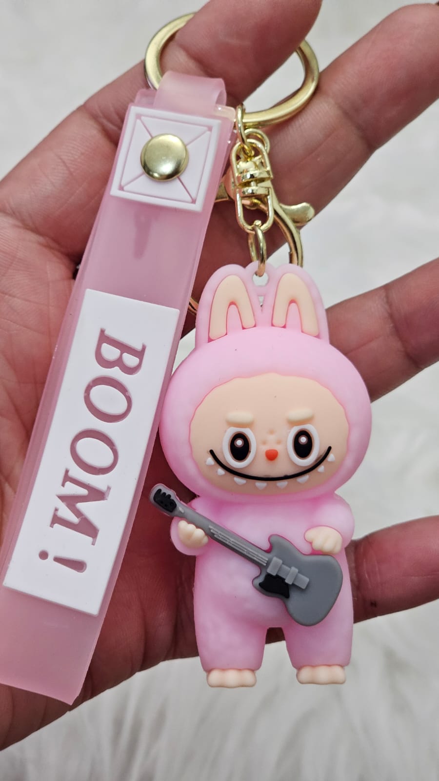 Mini Labubu Keychain with Boom Strap and Guitar