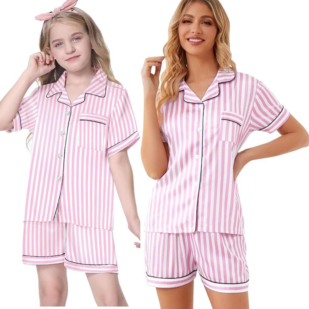Two Piece Silk Satin Pajama Set for Women