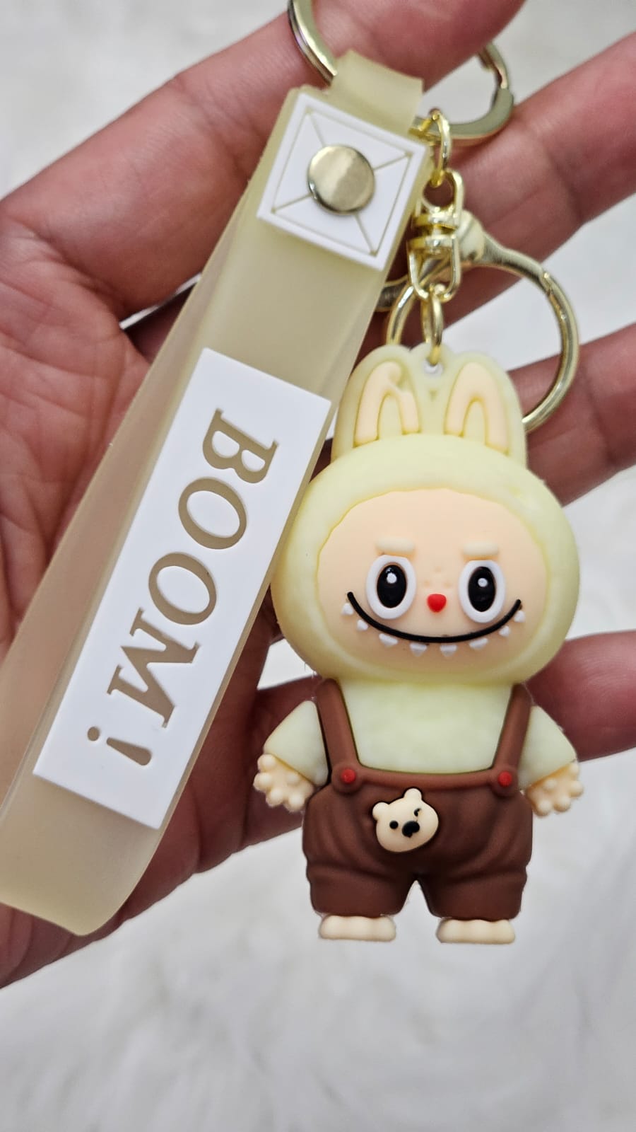 Mini Labubu Keychain with Boom Strap and Cute Bear
