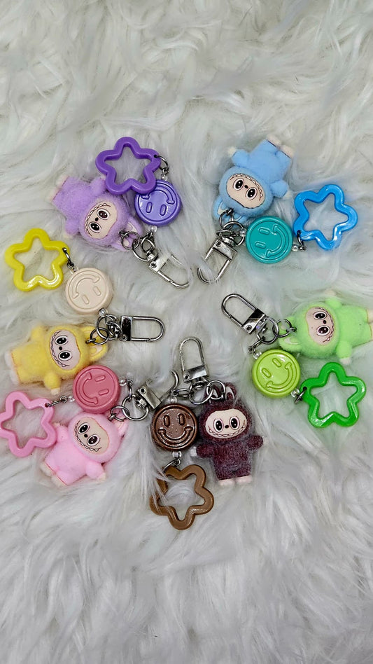Cute Mini Labubu with Smiley and Star Pendant