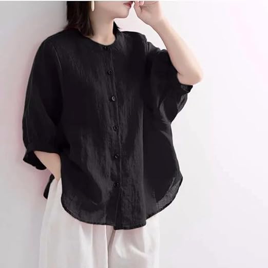 Cotton Linen Loose Blouse and Sleeves for Women