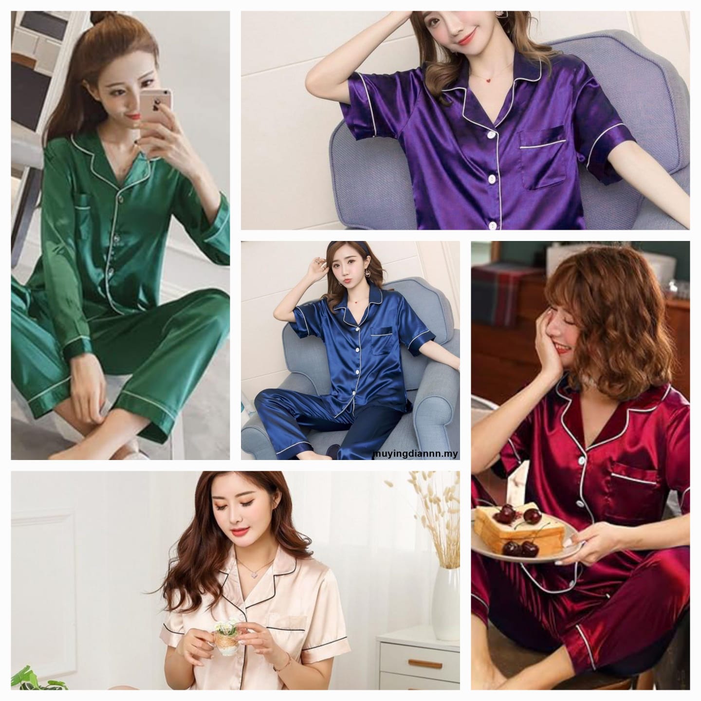 Elegant and Comfortable Satin Short Sleeves and Pants Pajama