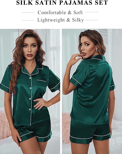 Elegant and Stylish Satin Silk Short Sleeve and Short lingerie (set)
