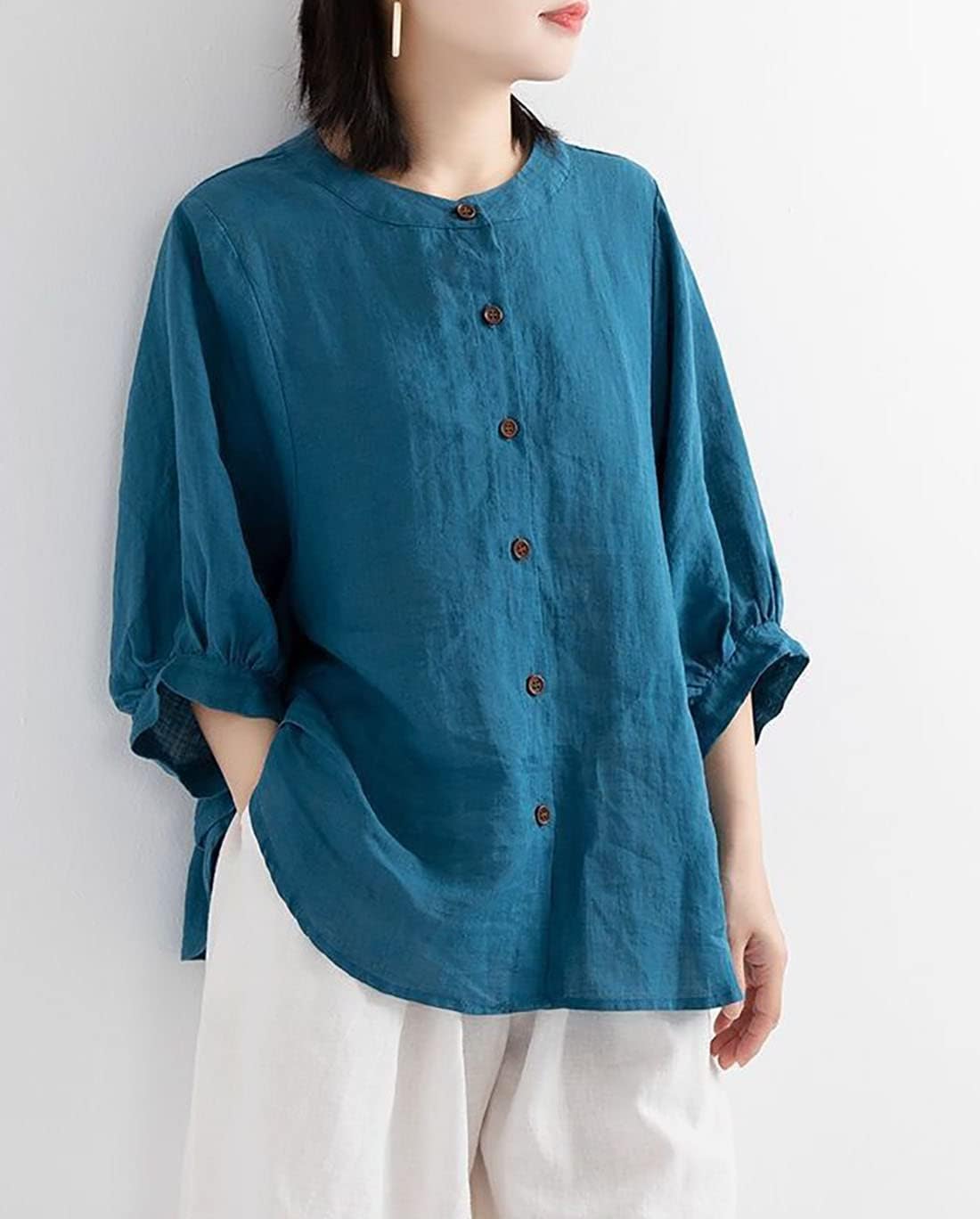 Cotton Linen Loose Blouse and Sleeves for Women