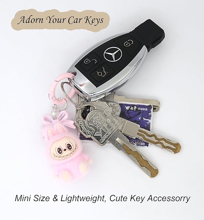 Cute Mini Labubu Keychain with Happy Heart (Seating-2nd Gen.)