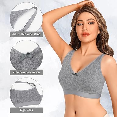 Cotton Sport Bra, Women`s Sports Bras, Non-Wire Everyday Bra, Wire-less Bra, Women Clothing, Ladies Under-wear