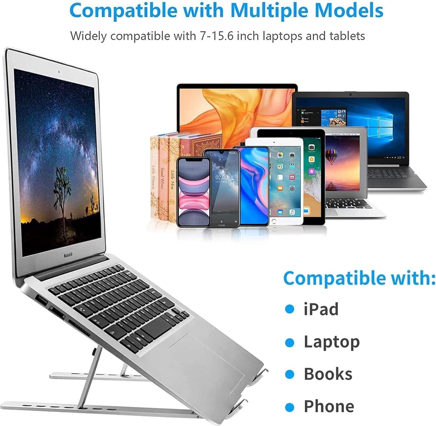 Adjustable and Portable Heavy Duty Non Slip Laptop Stand Holder Compatible with Up To 17" Laptop