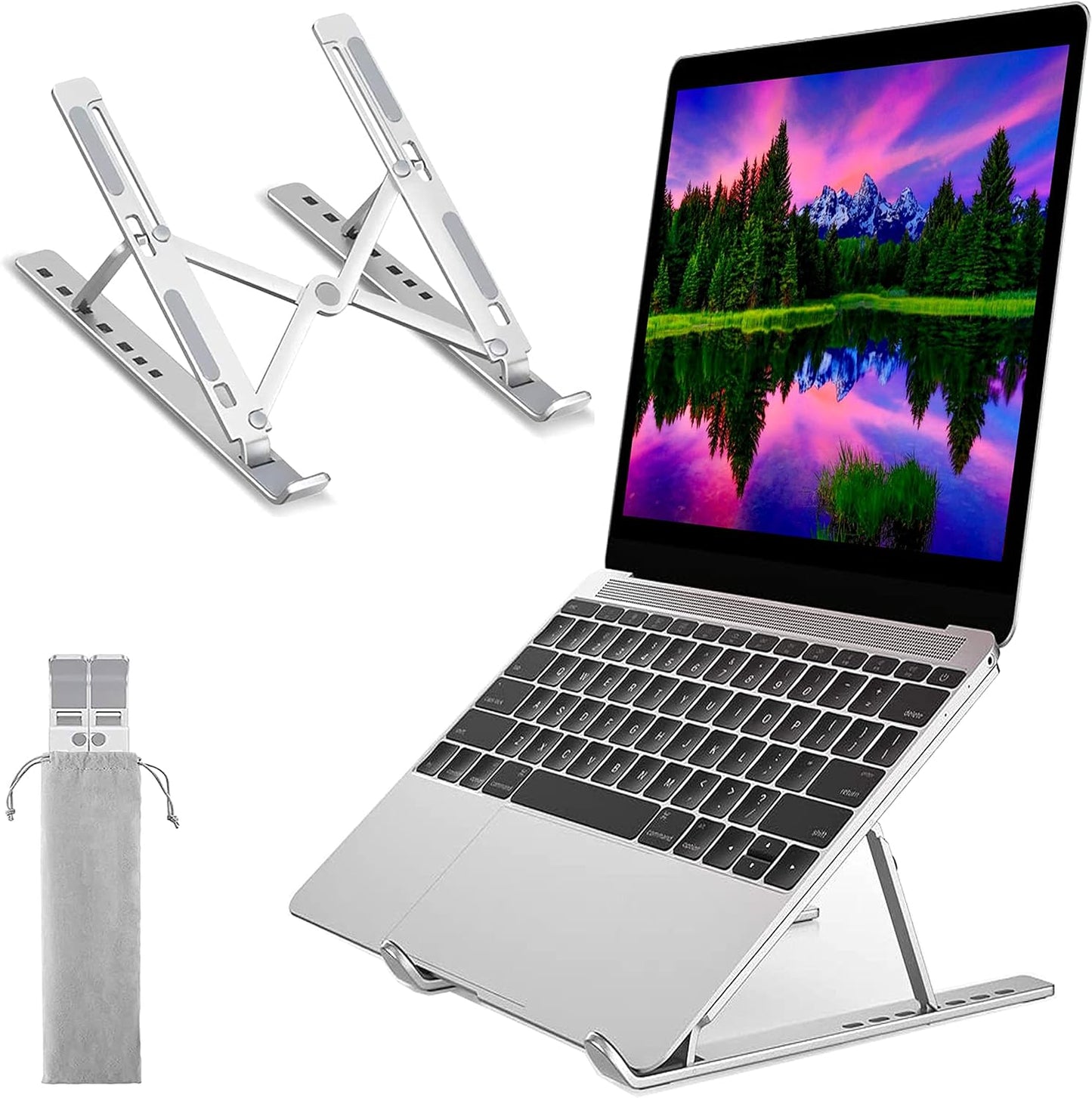 Adjustable and Portable Heavy Duty Non Slip Laptop Stand Holder Compatible with Up To 17" Laptop