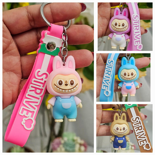 Mini Labubu Keychain with Blingbling Pendant and Strive Key Strap