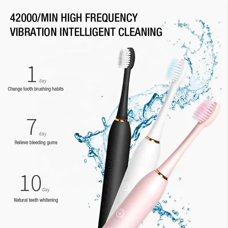 Electric USB Rechargeable Tooth Brush with 4 Brush Heads 6 Cleaning Modes