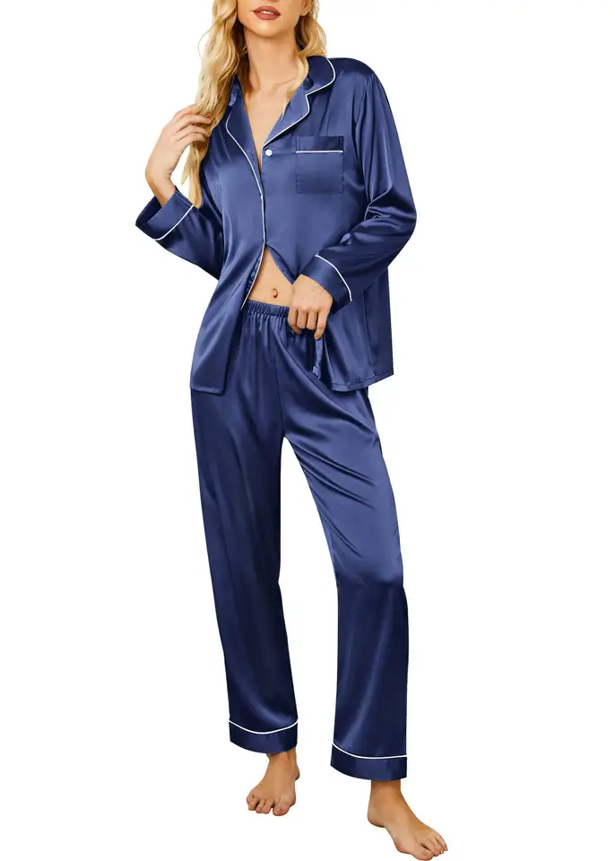 Elegant and Stylish Satin Silk Long Sleeves and Pajama (set)