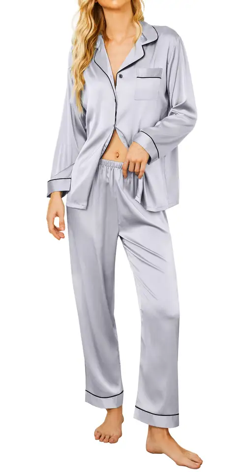 Elegant and Stylish Satin Silk Long Sleeves and Pajama (set)