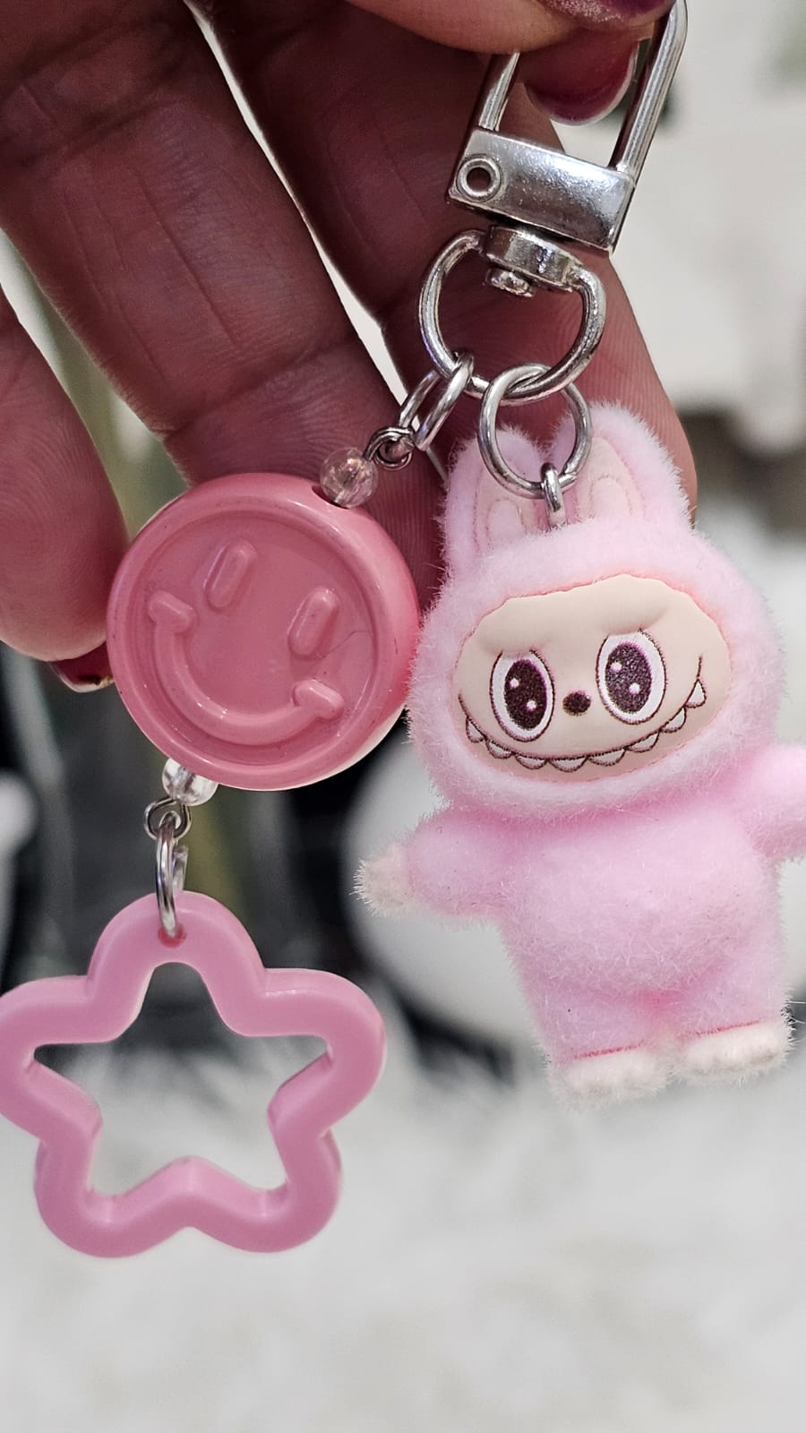 Cute Mini Labubu with Smiley and Star Pendant