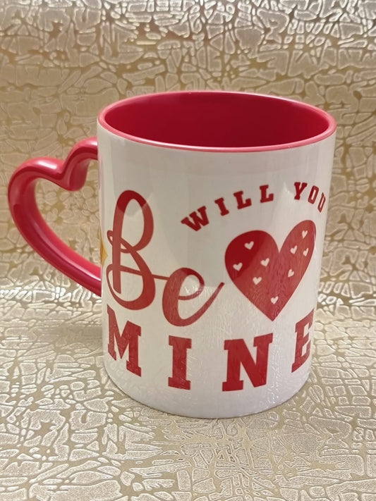 Be mine mug red heart handle